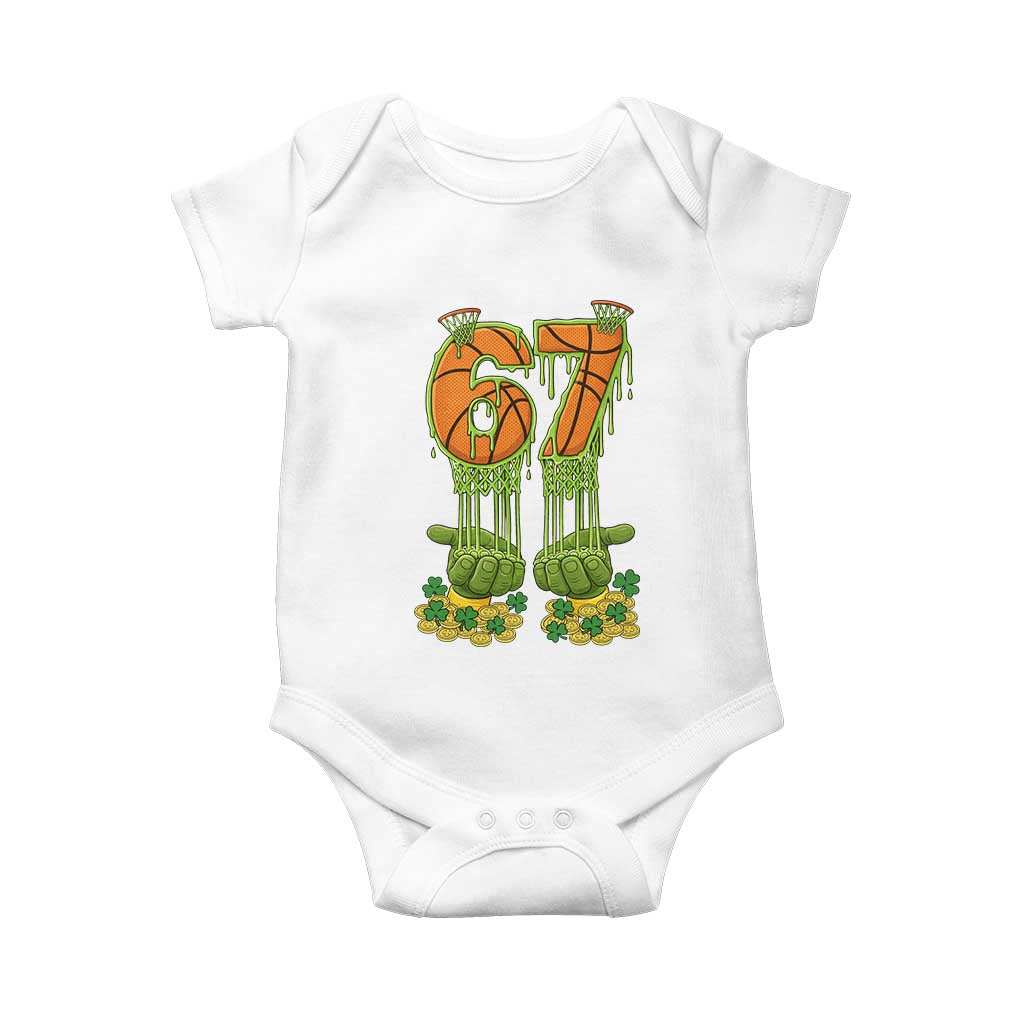 67 Basketball St Patricks Day Baby Onesie Funny Six Seven Gen Alpha Meme Drip TS14 White Print Your Wear