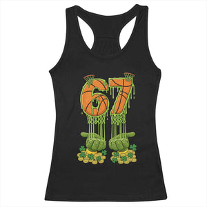 67 Basketball St Patricks Day Racerback Tank Top Funny Six Seven Gen Alpha Meme Drip TS14 Black Print Your Wear