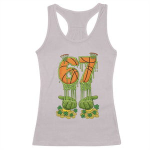 67 Basketball St Patricks Day Racerback Tank Top Funny Six Seven Gen Alpha Meme Drip TS14 Ice Gray Print Your Wear