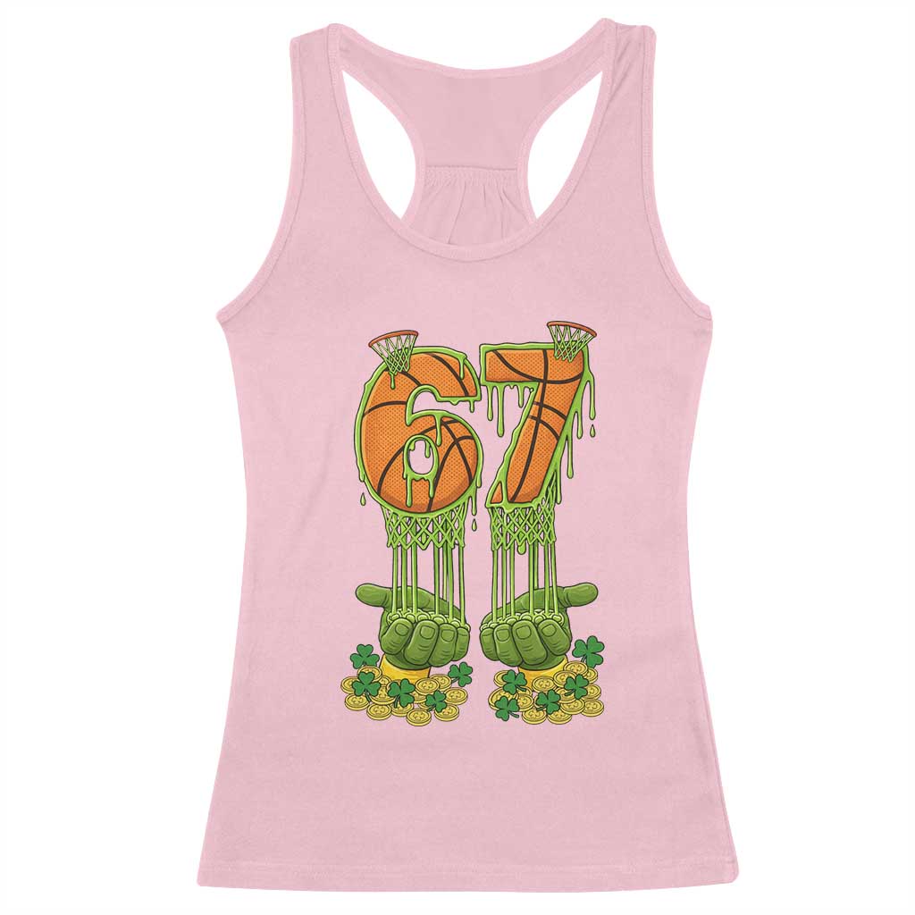 67 Basketball St Patricks Day Racerback Tank Top Funny Six Seven Gen Alpha Meme Drip TS14 Light Pink Print Your Wear