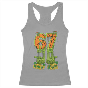 67 Basketball St Patricks Day Racerback Tank Top Funny Six Seven Gen Alpha Meme Drip TS14 Sport Gray Print Your Wear
