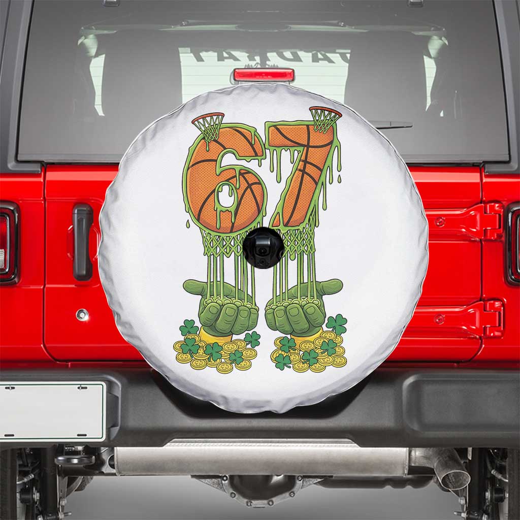 67 Basketball St Patricks Day Spare Tire Cover Funny Six Seven Gen Alpha Meme Drip TS14 White Print Your Wear