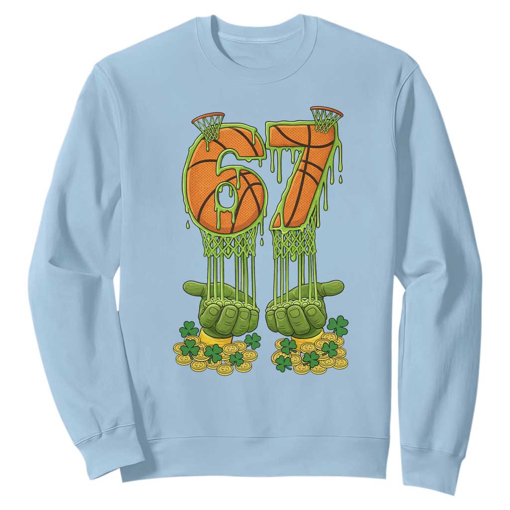 67 Basketball St Patricks Day Sweatshirt Funny Six Seven Gen Alpha Meme Drip TS14 Light Blue Print Your Wear