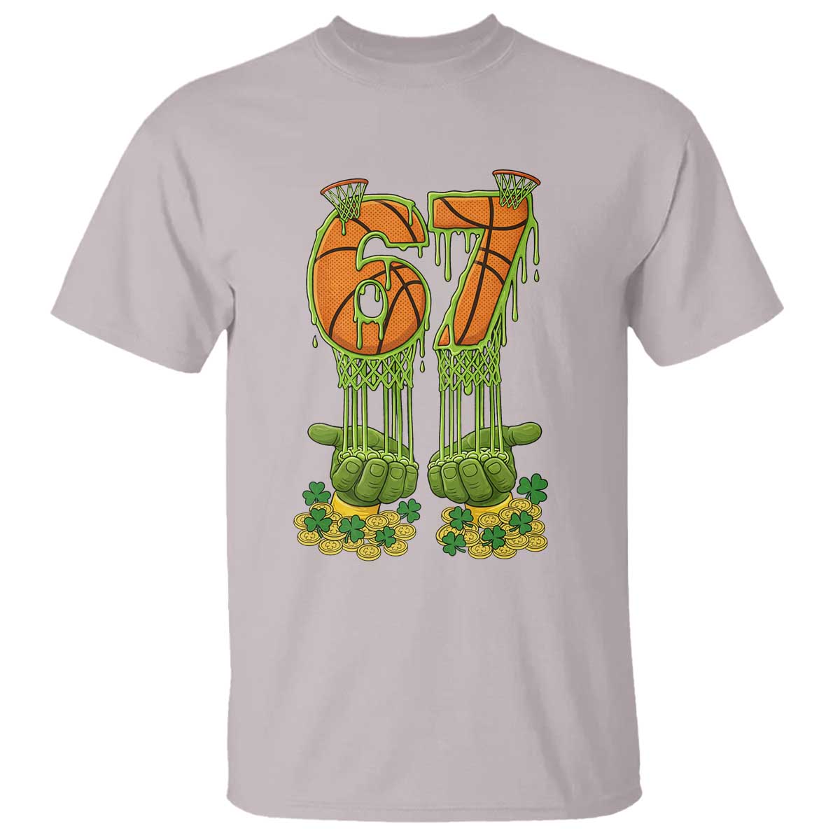 67 Basketball St Patricks Day T Shirt Funny Six Seven Gen Alpha Meme Drip TS14 Ice Gray Print Your Wear