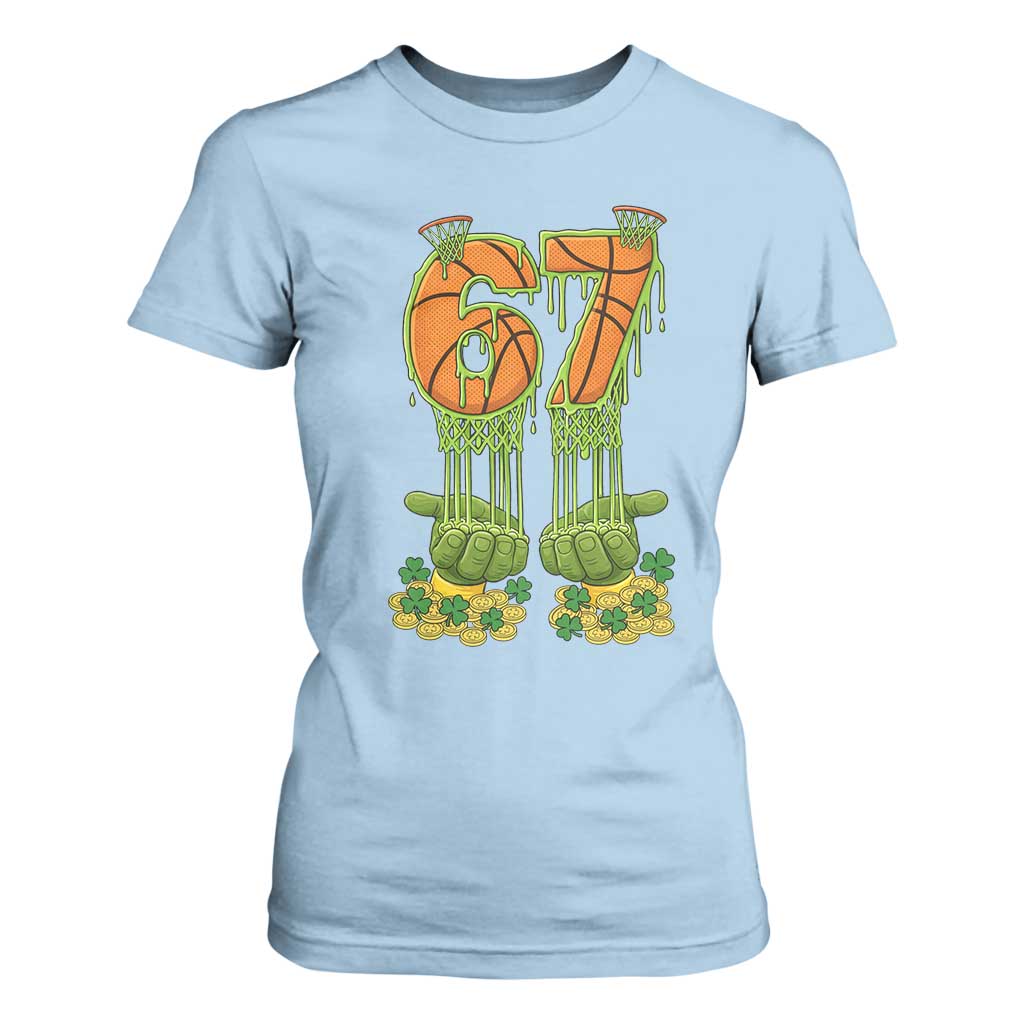 67 Basketball St Patricks Day T Shirt For Women Funny Six Seven Gen Alpha Meme Drip TS14 Light Blue Print Your Wear