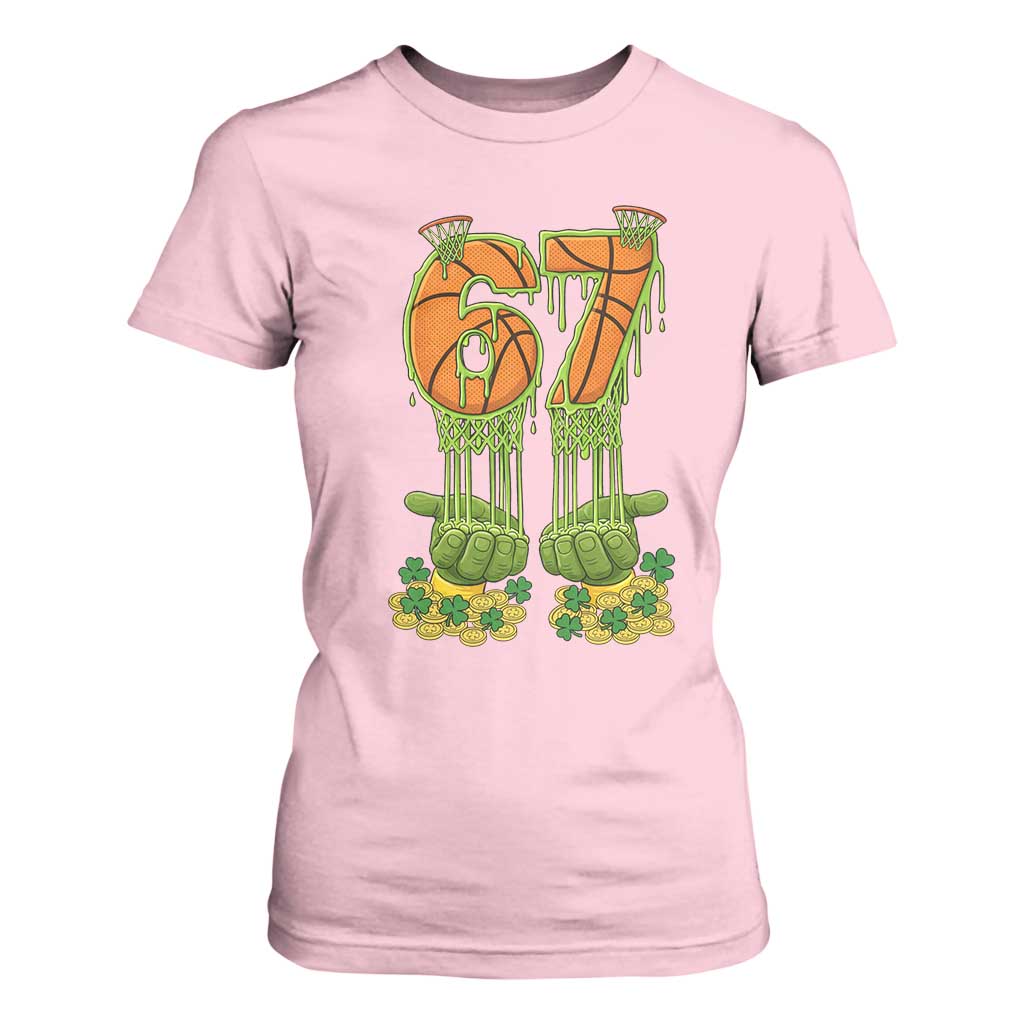 67 Basketball St Patricks Day T Shirt For Women Funny Six Seven Gen Alpha Meme Drip TS14 Light Pink Print Your Wear