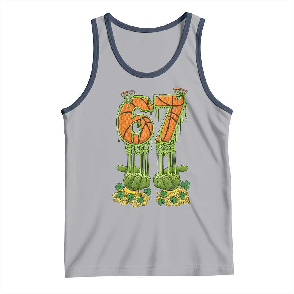 67 Basketball St Patricks Day Tank Top Funny Six Seven Gen Alpha Meme Drip TS14 Athletic Heather Navy Print Your Wear