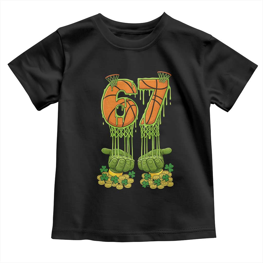 67 Basketball St Patricks Day Toddler T Shirt Funny Six Seven Gen Alpha Meme Drip TS14 Black Print Your Wear