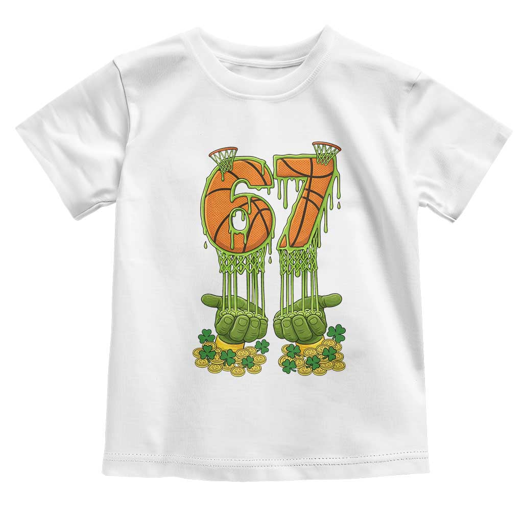 67 Basketball St Patricks Day Toddler T Shirt Funny Six Seven Gen Alpha Meme Drip TS14 White Print Your Wear