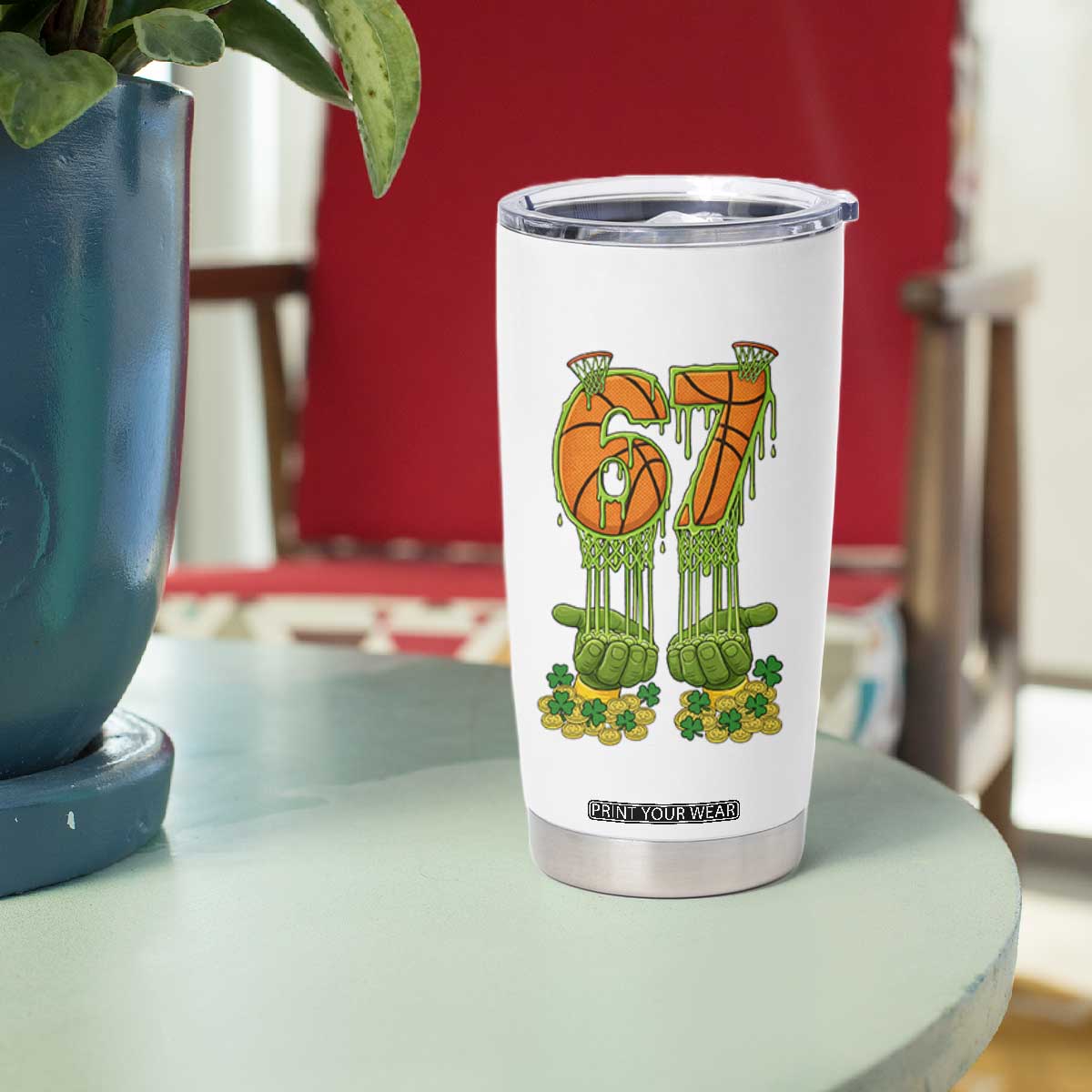 67 Basketball St Patricks Day Tumbler Cup Funny Six Seven Gen Alpha Meme Drip TS14 Print Your Wear