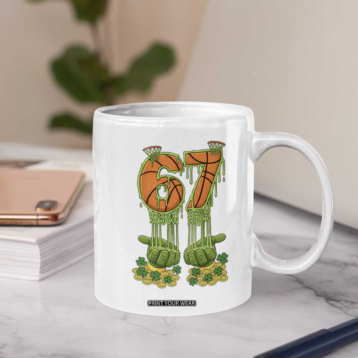 67 Basketball St Patricks Day Coffee Mug Funny Six Seven Gen Alpha Meme Drip TS14 Print Your Wear