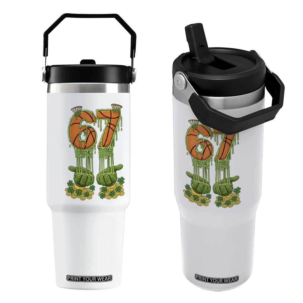 67 Basketball St Patricks Day Flip Straw Tumbler Funny Six Seven Gen Alpha Meme Drip TS14 One Size: 30 oz White Print Your Wear