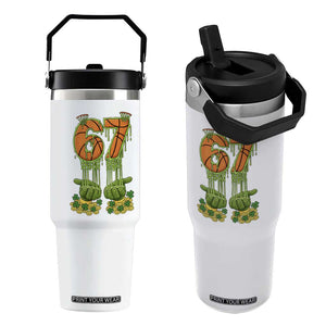 67 Basketball St Patricks Day Flip Straw Tumbler Funny Six Seven Gen Alpha Meme Drip TS14 One Size: 30 oz White Print Your Wear