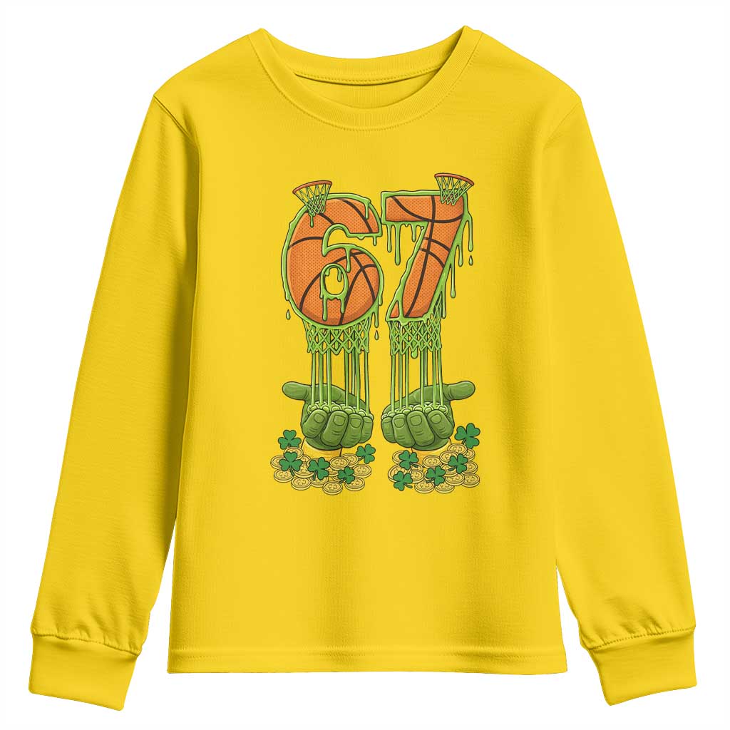 67 Basketball St Patricks Day Youth Sweatshirt Funny Six Seven Gen Alpha Meme Drip TS14 Daisy Print Your Wear