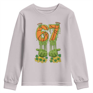 67 Basketball St Patricks Day Youth Sweatshirt Funny Six Seven Gen Alpha Meme Drip TS14 Ice Gray Print Your Wear