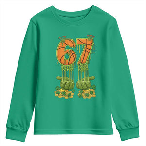 67 Basketball St Patricks Day Youth Sweatshirt Funny Six Seven Gen Alpha Meme Drip TS14 Irish Green Print Your Wear