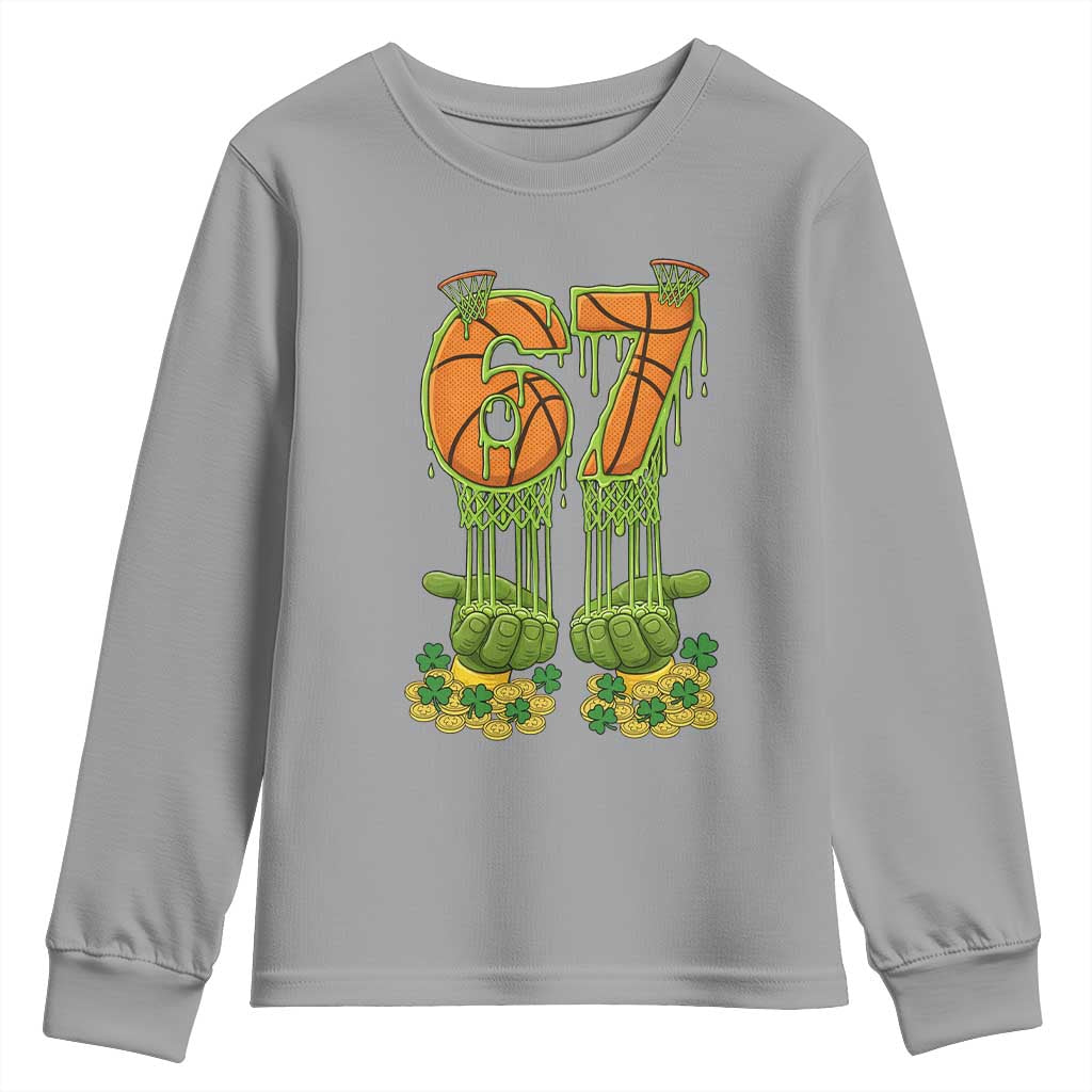 67 Basketball St Patricks Day Youth Sweatshirt Funny Six Seven Gen Alpha Meme Drip TS14 Sport Gray Print Your Wear