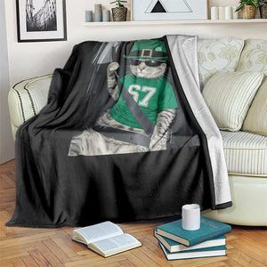 67 Cat St Patricks Day Throw Blanket Funny Cat Driver Leprechaun Meme TS14 Print Your Wear