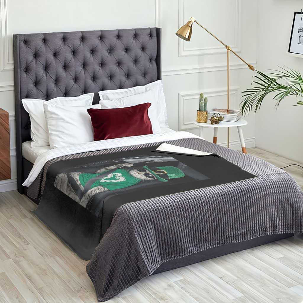 67 Cat St Patricks Day Throw Blanket Funny Cat Driver Leprechaun Meme TS14 Print Your Wear