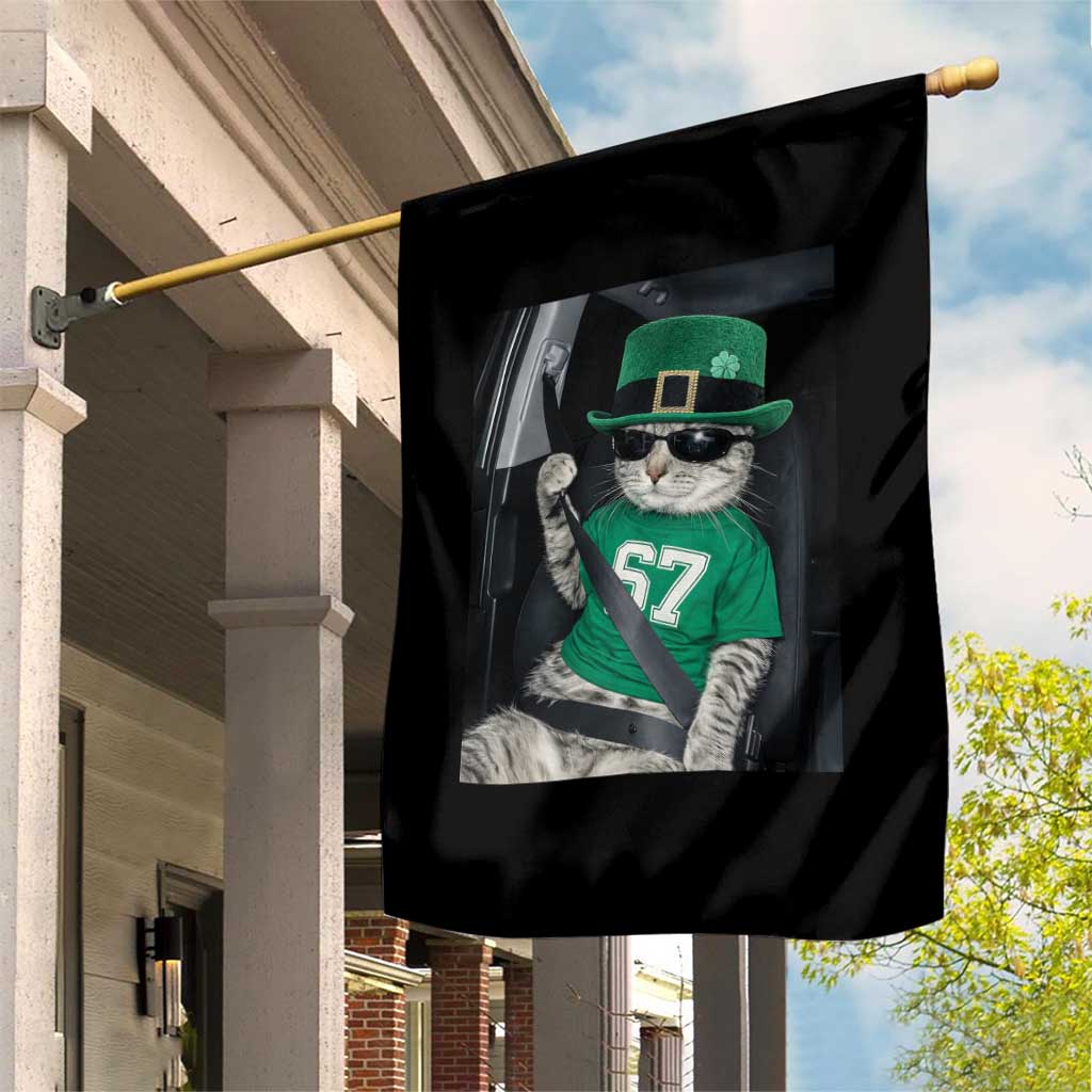 67 Cat St Patricks Day Garden Flag Funny Cat Driver Leprechaun Meme TS14 Print Your Wear