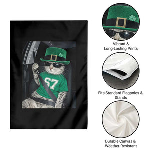 67 Cat St Patricks Day Garden Flag Funny Cat Driver Leprechaun Meme TS14 Print Your Wear