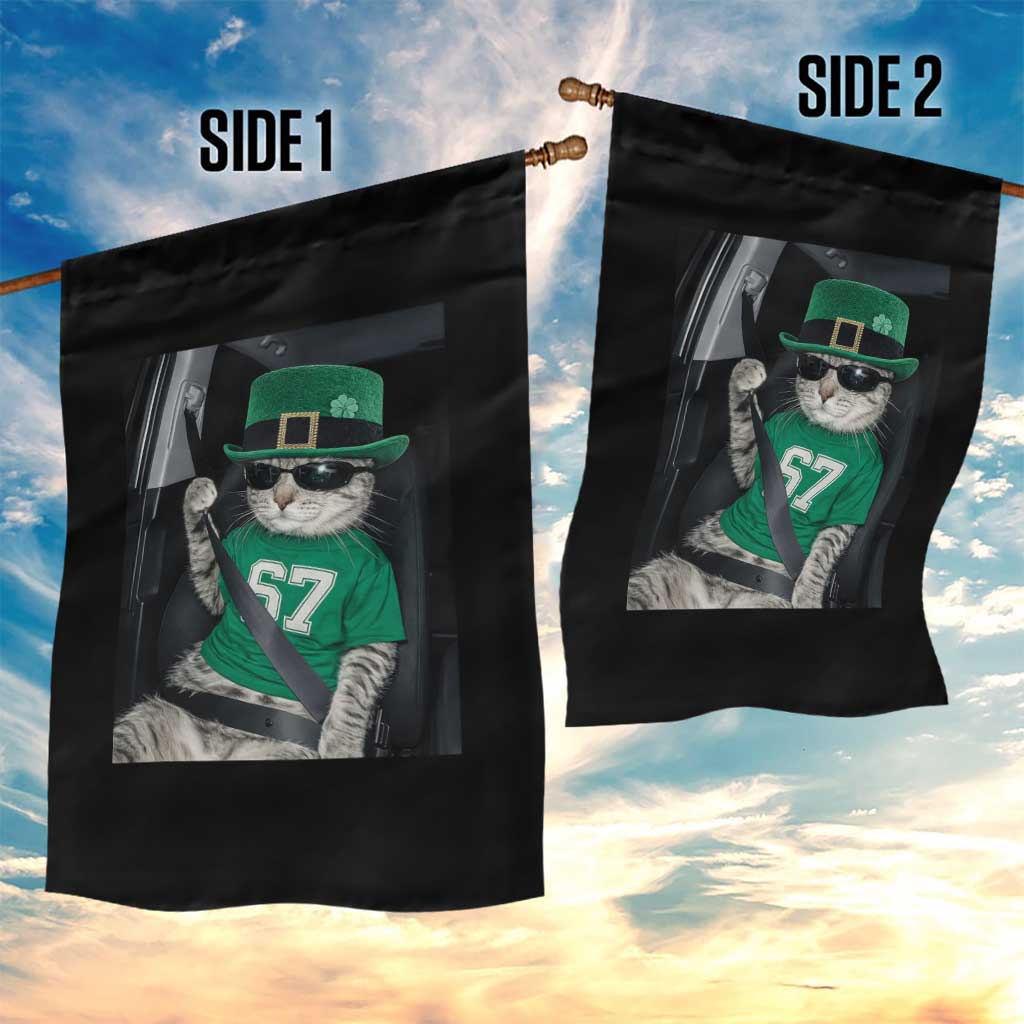 67 Cat St Patricks Day Garden Flag Funny Cat Driver Leprechaun Meme TS14 Print Your Wear