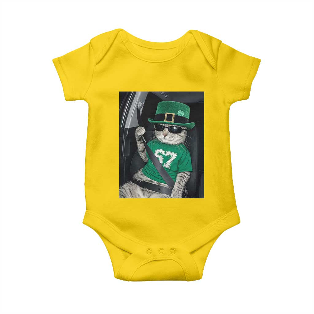 67 Cat St Patricks Day Baby Onesie Funny Cat Driver Leprechaun Meme TS14 Daisy Print Your Wear