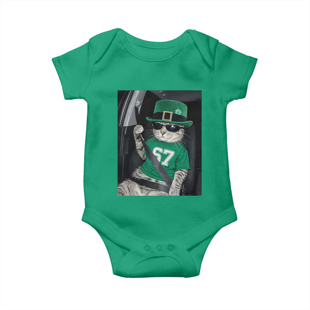 67 Cat St Patricks Day Baby Onesie Funny Cat Driver Leprechaun Meme TS14 Irish Green Print Your Wear