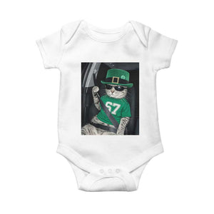 67 Cat St Patricks Day Baby Onesie Funny Cat Driver Leprechaun Meme TS14 White Print Your Wear