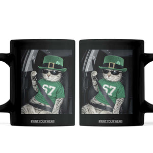 67 Cat St Patricks Day Coffee Mug Funny Cat Driver Leprechaun Meme TS14 Black Print Your Wear