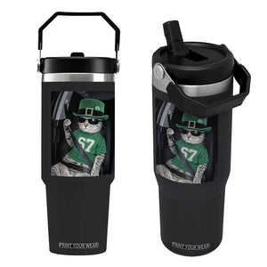 67 Cat St Patricks Day Flip Straw Tumbler Funny Cat Driver Leprechaun Meme TS14 One Size: 30 oz Black Print Your Wear