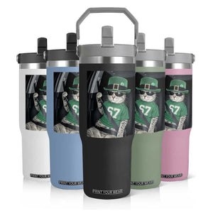 67 Cat St Patricks Day Flip Straw Tumbler Funny Cat Driver Leprechaun Meme TS14 Print Your Wear