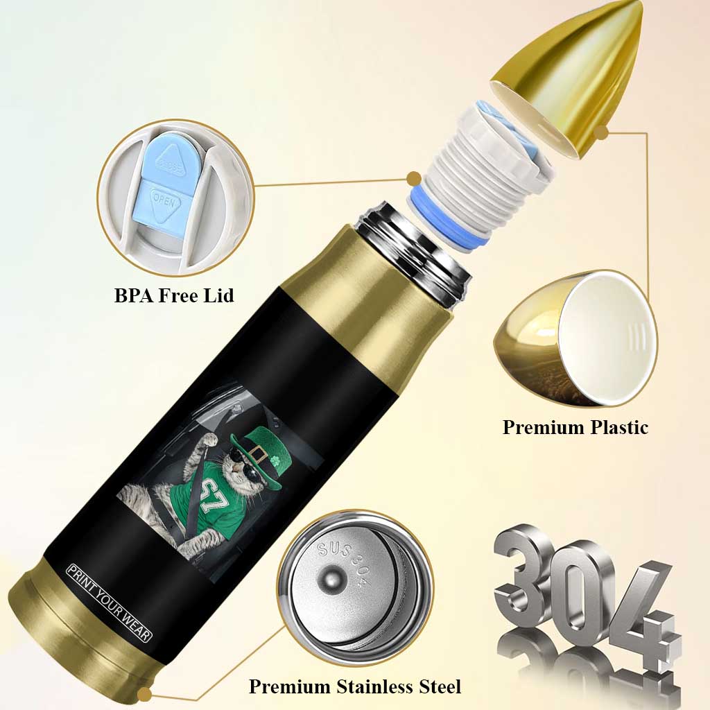 67 Cat St Patricks Day Bullet Tumbler Funny Cat Driver Leprechaun Meme TS14 Print Your Wear