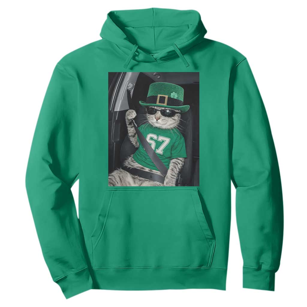 67 Cat St Patricks Day Hoodie Funny Cat Driver Leprechaun Meme TS14 Irish Green Print Your Wear