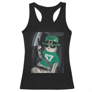 67 Cat St Patricks Day Racerback Tank Top Funny Cat Driver Leprechaun Meme TS14 Black Print Your Wear
