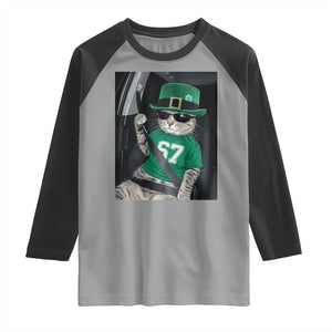 67 Cat St Patricks Day Raglan Shirt Funny Cat Driver Leprechaun Meme TS14 Sport Gray Black Print Your Wear