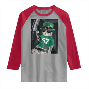 67 Cat St Patricks Day Raglan Shirt Funny Cat Driver Leprechaun Meme TS14 Sport Gray Red Print Your Wear