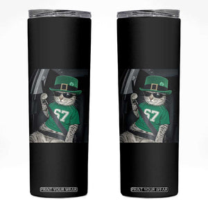 67 Cat St Patricks Day Skinny Tumbler Funny Cat Driver Leprechaun Meme TS14 Black Print Your Wear