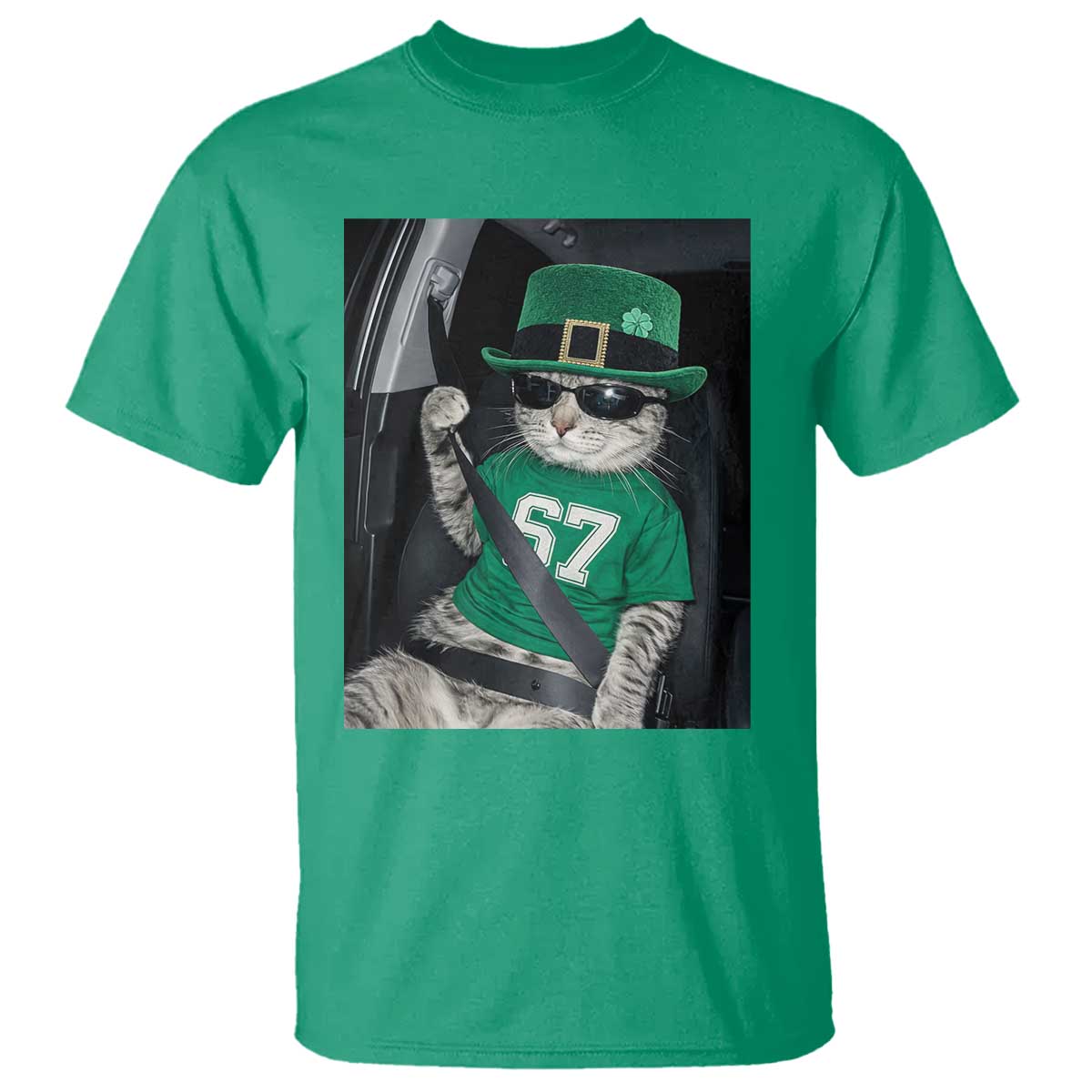 67 Cat St Patricks Day T Shirt Funny Cat Driver Leprechaun Meme TS14 Irish Green Print Your Wear