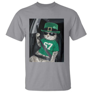 67 Cat St Patricks Day T Shirt Funny Cat Driver Leprechaun Meme TS14 Sport Gray Print Your Wear