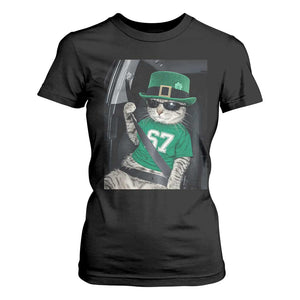 67 Cat St Patricks Day T Shirt For Women Funny Cat Driver Leprechaun Meme TS14 Black Print Your Wear