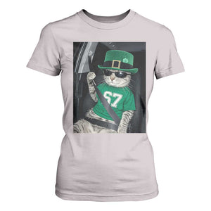 67 Cat St Patricks Day T Shirt For Women Funny Cat Driver Leprechaun Meme TS14 Ice Gray Print Your Wear