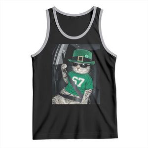 67 Cat St Patricks Day Tank Top Funny Cat Driver Leprechaun Meme TS14 Black Athletic Heather Print Your Wear