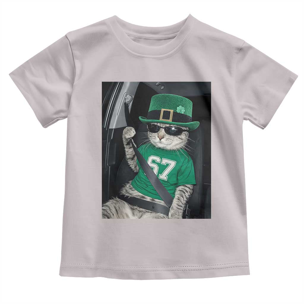 67 Cat St Patricks Day Toddler T Shirt Funny Cat Driver Leprechaun Meme TS14 Ice Gray Print Your Wear