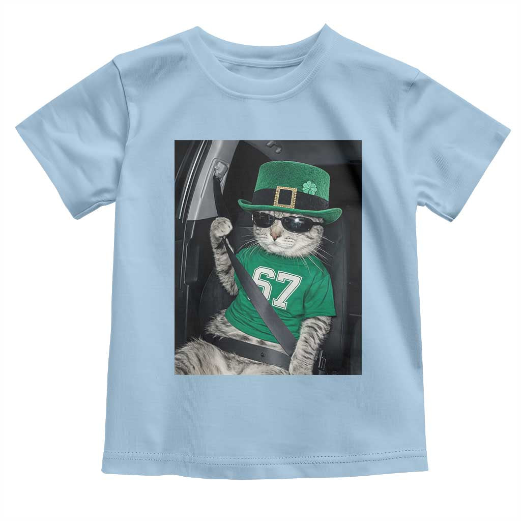 67 Cat St Patricks Day Toddler T Shirt Funny Cat Driver Leprechaun Meme TS14 Light Blue Print Your Wear