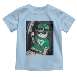 67 Cat St Patricks Day Toddler T Shirt Funny Cat Driver Leprechaun Meme TS14 Light Blue Print Your Wear