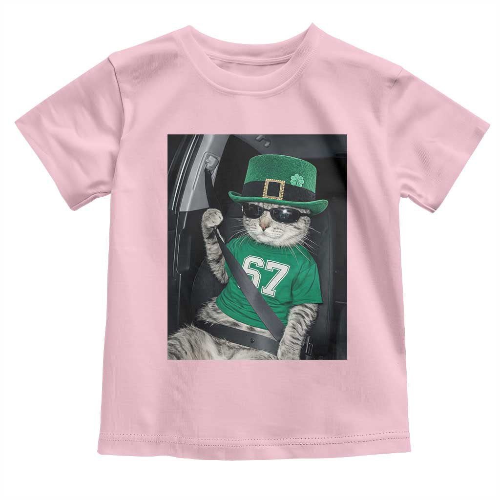 67 Cat St Patricks Day Toddler T Shirt Funny Cat Driver Leprechaun Meme TS14 Light Pink Print Your Wear