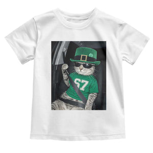 67 Cat St Patricks Day Toddler T Shirt Funny Cat Driver Leprechaun Meme TS14 White Print Your Wear