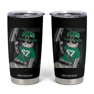 67 Cat St Patricks Day Tumbler Cup Funny Cat Driver Leprechaun Meme TS14 Black Print Your Wear