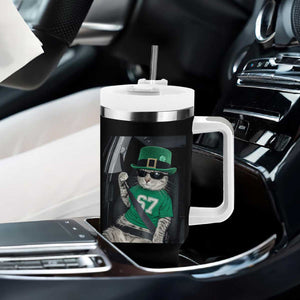 67 Cat St Patricks Day Tumbler With Handle Funny Cat Driver Leprechaun Meme TS14 Print Your Wear